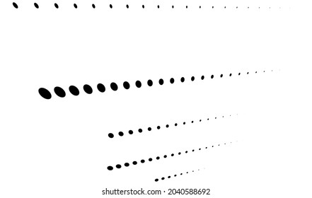 3D dots, circles geometric arrangement in perspective. Vanishing, diminishing speckles, stipple, stippling art spatial illustration