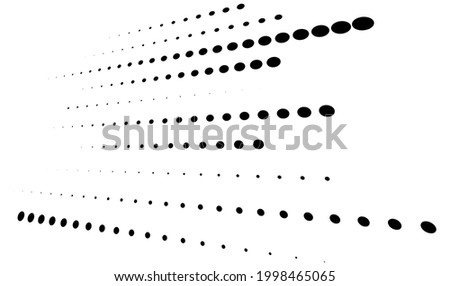 3D dots, circles geometric arrangement in perspective. Vanishing, diminishing speckles, stipple, stippling art spatial illustration