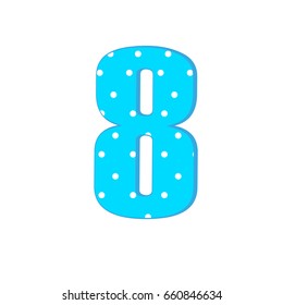 3d dots number eight blue funny cute Sign isolated white background