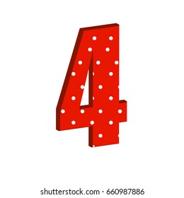 3d dots number four red funny cute Sign isolated white background