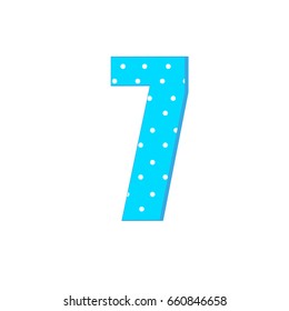 3d dots number seven blue funny cute Sign isolated white background