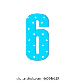 3d dots number six blue funny cute Sign isolated white background