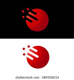 3d dots and piece of sphere icon logo design on black and white background. Brand identity idea. - vector