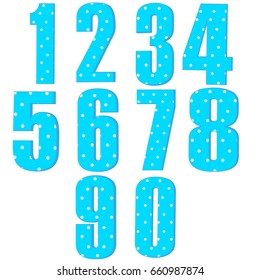 3d dots set numbers blue funny cute Sign isolated white background