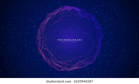 3d Dots Sphere. Particle Abstract Background. Technology Bg With Network Globe. Digital Tech Vector With Particles. Abstract Cyber Bubble With A Flowing Light Wave Pattern. Blue 3d Dots Sphere.