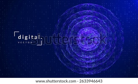3d Dots Sphere. Particle Abstract Background. Technology Bg With Network Globe. Digital Tech Vector With Particles. Cyber Wireframe World With A Global Energy Wave Pattern. Blue 3d Dots Sphere.
