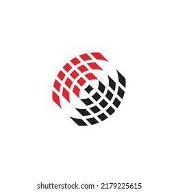 3d dots stripes objects technology signals symbol logo vector