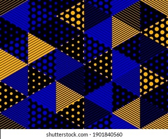 3D dotted cubes seamless pattern vector background, dots and lines dimensional blocks, architecture and construction, geometric design.
