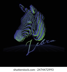3d double exposer zebra 2 color vector artworks with halftone typography.