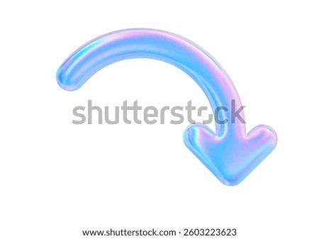 3d down arrow icon. Hologram curve arrow rise. Business and finance design element. Recycle icon. Vector trendy illustration