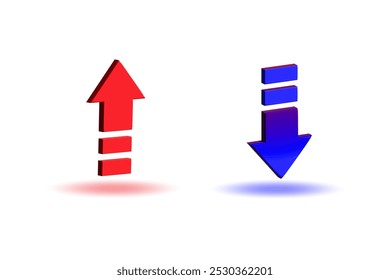 3d Up and down arrow icon vector illustration.