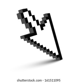 3D down mouse arrow cursor with shadow