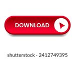 3D download button icon. Upload icon. Down arrow bottom side symbol. Click here button. Save cloud icon push button for UI UX, website, mobile application.