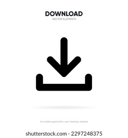 3D download button icon. Upload icon. Down arrow bottom side symbol. Click here button. Save cloud icon push button for UI UX, website, mobile application.