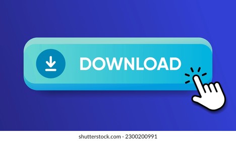 3D download button icon. Upload icon. Down arrow bottom side symbol. Click here button. Save cloud icon push button for UI UX, website, mobile application.