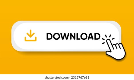 icono del botón de descarga 3D. Icono de envío. Símbolo inferior de la flecha abajo. Pulse aquí. Botón de inserción de icono en la nube para UI UX, sitio web, aplicación móvil.