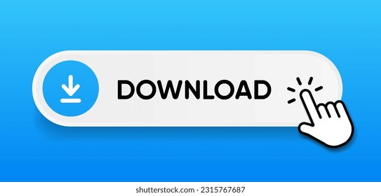3D download button icon. Upload icon. Down arrow bottom side symbol. Click here button. Save cloud icon push button for UI UX, website, mobile application.