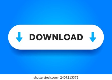 3D download button icon. Upload icon. Down arrow bottom side symbol. Click here button. Save cloud icon push button for UI UX, website, mobile application.