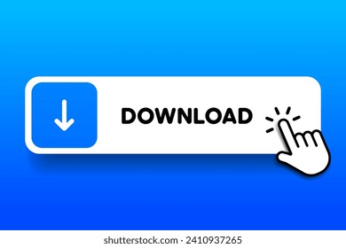 3D download button icon. Upload icon. Down arrow bottom side symbol. Click here button. Save cloud icon push button for UI UX, website, mobile application.