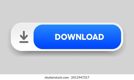 3D download button icon. Upload icon. Down arrow bottom side symbol. Click here button. Save cloud icon push button for UI UX, website, mobile application.