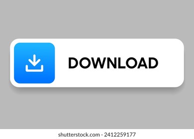 3D download button icon. Upload icon. Down arrow bottom side symbol. Click here button. Save cloud icon push button for UI UX, website, mobile application.