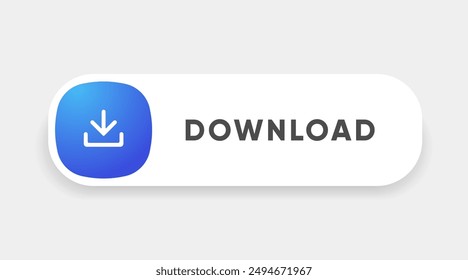 3D download button icon. Upload icon. Down arrow bottom side symbol. Click here button. Save cloud icon push button for UI UX, website, mobile application.