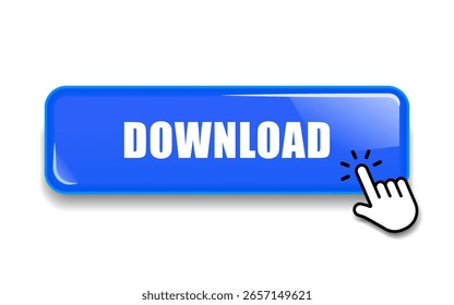 Icono de Botón de Descarga 3D. Icono de Cargar. Símbolo del lado inferior de la flecha hacia abajo. Hacer clic aquí Botón. Guardar Botón de empuje del icono de la nube para UI UX, Sitio web, aplicación móvil.