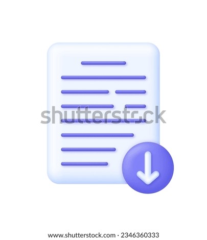 3D Download file. Drag and drop sign. Download file, document concept. Trendy and modern vector in 3d style.