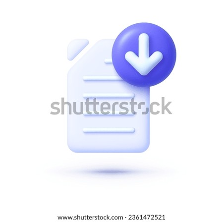 3d download file for web design. Render 3d vector object. Education, knowledge concept. Isolated vector illustration