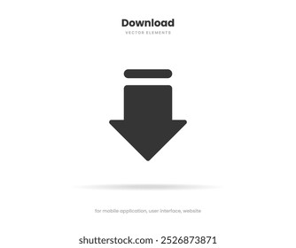 3d download icon button. Folder icon. Upload icon. Down arrow bottom side symbol. Click here button. Save cloud icon push button for UI UX, website, mobile application.