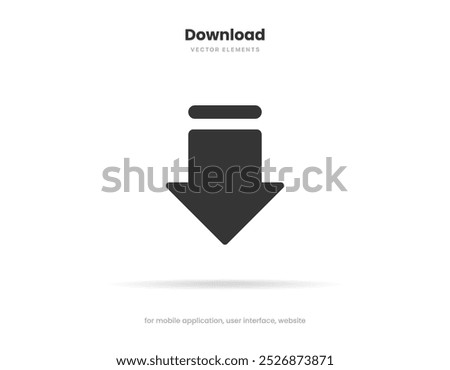 3d download icon button. Folder icon. Upload icon. Down arrow bottom side symbol. Click here button. Save cloud icon push button for UI UX, website, mobile application.
