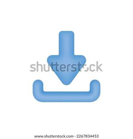 3d download icon isolated on white background. Load internet data symbol. Trendy and modern icon in 3d style for web design. Vector illustration.