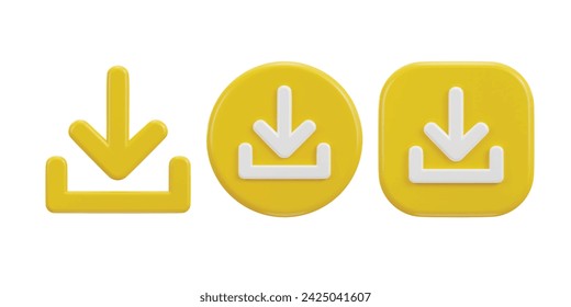 3D download icon set vector illustration