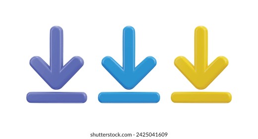 Ilustración vectorial de conjunto de iconos de descarga 3D