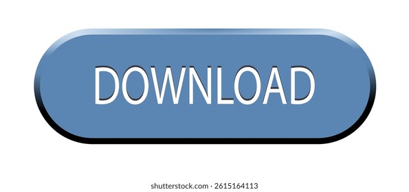 3d download now blue button with hand cursor. Save cloud icon button hand pointer clicking. Click here banner with shadow. Click push button isolated. Online shopping.