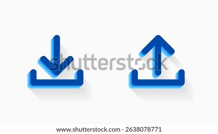3d download and upload arrow sign for web database vector