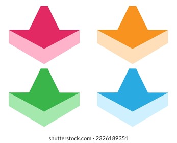 3D downward straight arrow 4 color set