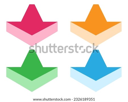 3D downward straight arrow 4 color set