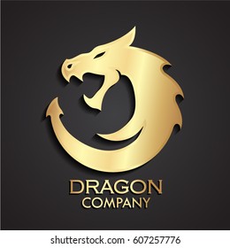3d dragon circle gold logo
