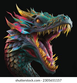 3d dragon digital art gradient vector illustration