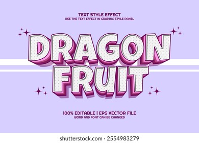 3d Dragon Fruit Cartoon Editable Text Effect