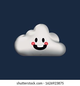 3d drawing of a cloud. Cartoon image of a white cloud.