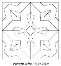 Dibujo 3D de cristal en forma de diamante decorado con agujeros geométricos. Página de color fácil para la desintoxicación digital. EPS8 #497