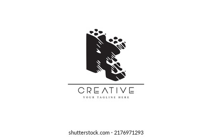 3D Drawing Initial Letter K Logo Design with white background