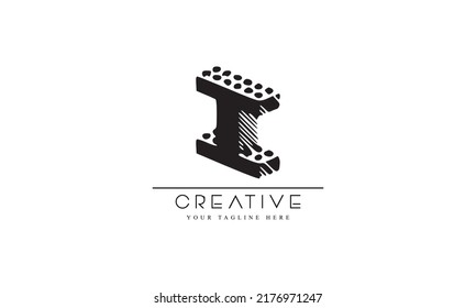 3D Drawing Initial Letter I Logo Design with white background