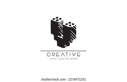 3D Drawing Initial Letter V Logo Design with white background