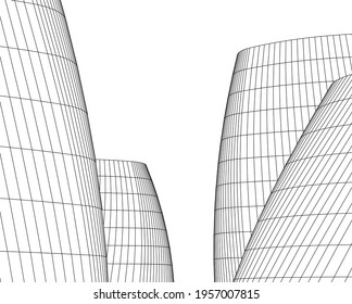 3d drawing of modern architecture