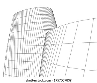 3D-Zeichnung der modernen Architektur