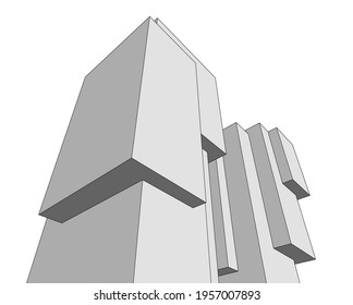 3D-Zeichnung der modernen Architektur