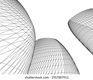 3d drawing of modern architecture